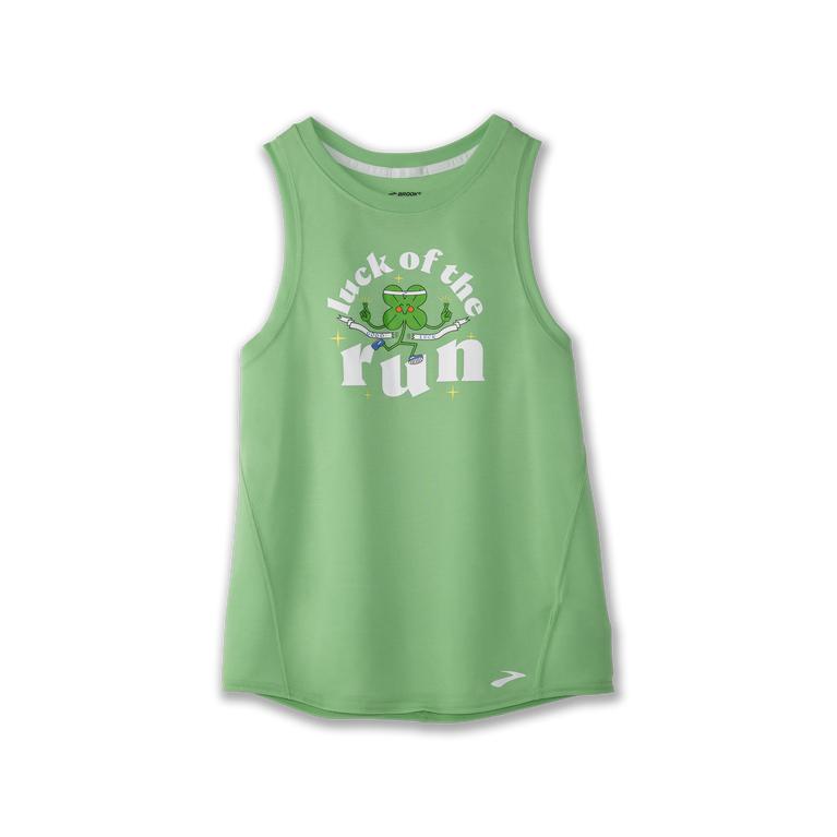 Brooks DISTANCE GRAPHIC Running Tank Top Womens Canada - Heather Mint/Luck of the Run (EMV120859)